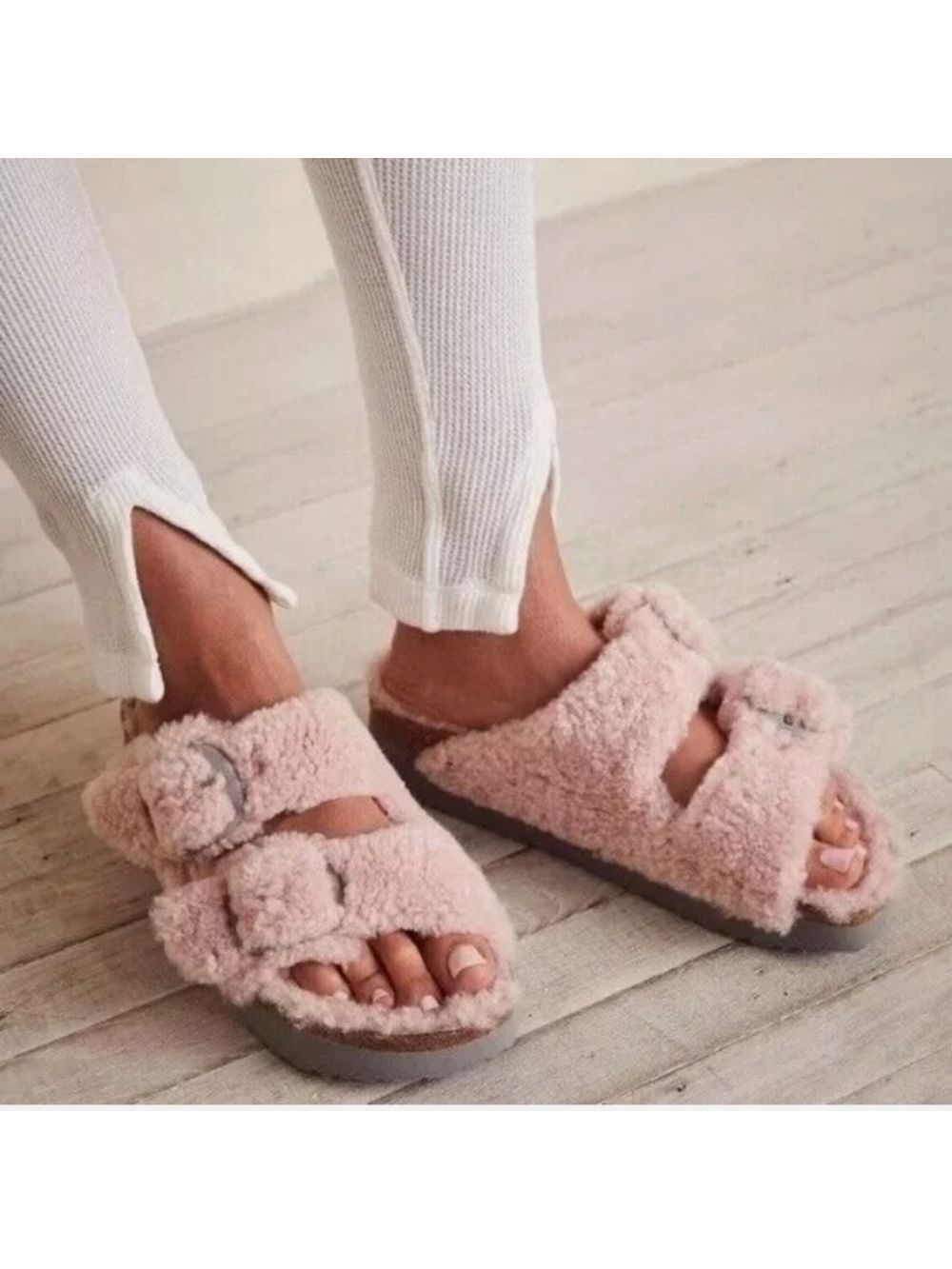 Birkenstock Papillio Arizona Big Buckle Shearling Teddy Crystal Rose
